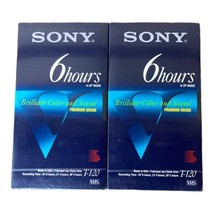 SONY T-120 6 Hours Premium Grade Blank VHS Tapes Qty-2 New &amp; Sealed Tapes - £6.99 GBP