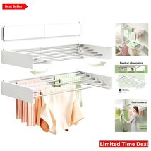 32" Wall Mounted Clothes Drying Rack - Elegant White Stainless Steel Design - $93.01