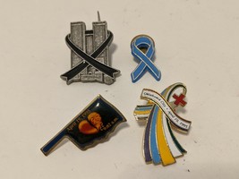 Lot of 4 Collectable Lapel Pins Remember Trade Center Oklahoma City Blue Ribbon - £8.94 GBP
