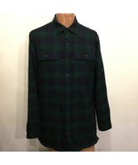 L.L. Bean M Tall Blue Green Plaid Cotton Flannel Fleece Insulated Shacket - £36.00 GBP