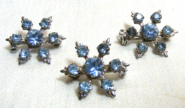 Vintage Lot of 3 Silver Toned Aquamarine Blue Rhinestone Star Pins 15-v - $645.41 MXN