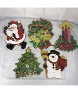 5 Vintage LARGE Plastic Stained Glass Look Christmas Ornaments SUNCATCHERS - £39.75 GBP