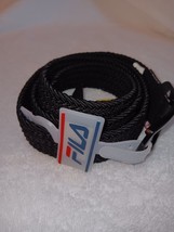 FILA MEN&#39;S LOGO BLACK BRAIDED LEATHER BLACK METAL BUCKLE BELT 40-42 NWT - $12.86
