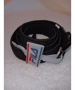 FILA MEN&#39;S LOGO BLACK BRAIDED LEATHER BLACK METAL BUCKLE BELT 40-42 NWT - €11,07 EUR