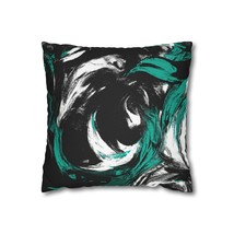 Decorative Throw Pillow Covers With Zipper - Set Of 2, Black Green White Abstrac - £29.98 GBP