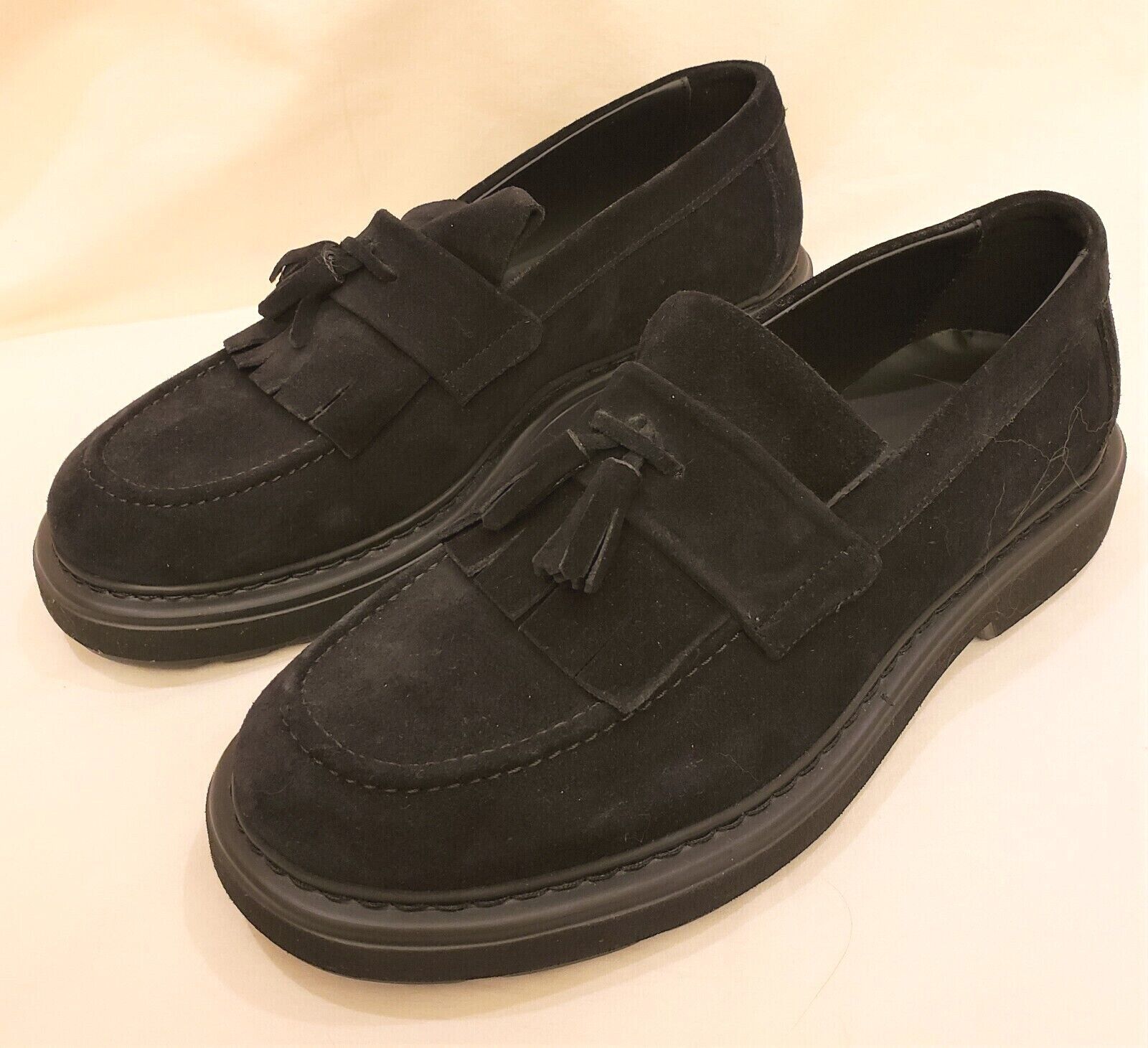 Emporio Armani  Men's Loafer Shoes Size-US 7.5 Black Leather/Suede - $149.97