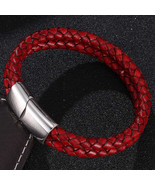 Braided Leather Magnetic Bracelet (Circumference 20.5cm)  - £14.29 GBP