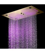 Cascada Pisa 16&quot;x28&quot; Brushed Gold Bluetooth LED Showerhead - $31,735.86 MXN