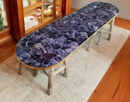 24&quot;x36&quot; Amethyst Stone Oval Dining Table, Sofa Center Table, Bar Table Home Deco - £948.84 GBP