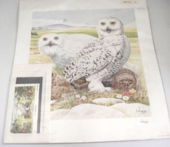 Audubon Souvenir Sheet w Signed Numbered Snowy Owl Print by Varga - $22.27