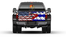 American and Cuban Flag Tailgate Wrap Vinyl Graphic Decal Sticker Truck - £54.81 GBP