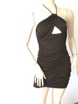 NWT ZARA Sz. M Brown Ruched Cut Out Stretchy Halter Dress - £23.94 GBP