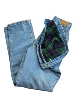LL Bean Jeans Plaid Flannel Lined Relaxed Fit Men&#39;s Size 34 x 31 - $24.70