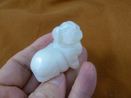 Y-DOG-DA-551) Little White Opalite Dachshund Wiener Hot Dog Gemstone Figurine - £14.93 GBP