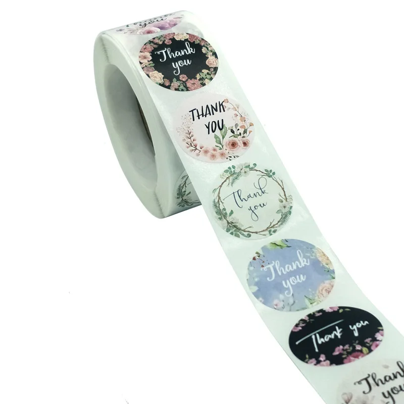 House Home 50-500pcs 8 styles Thank You Sticker for Seal Labels Round Floral Mul - £19.91 GBP