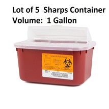 5 Sharps Container  1 Gallon with Lid Biohazard for Sharps Syringe Disposal - $35.63