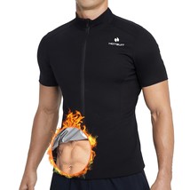 Sauna Suit For Men Short Sleeves Compression Shirts Workout Sweat Jacket... - £49.54 GBP