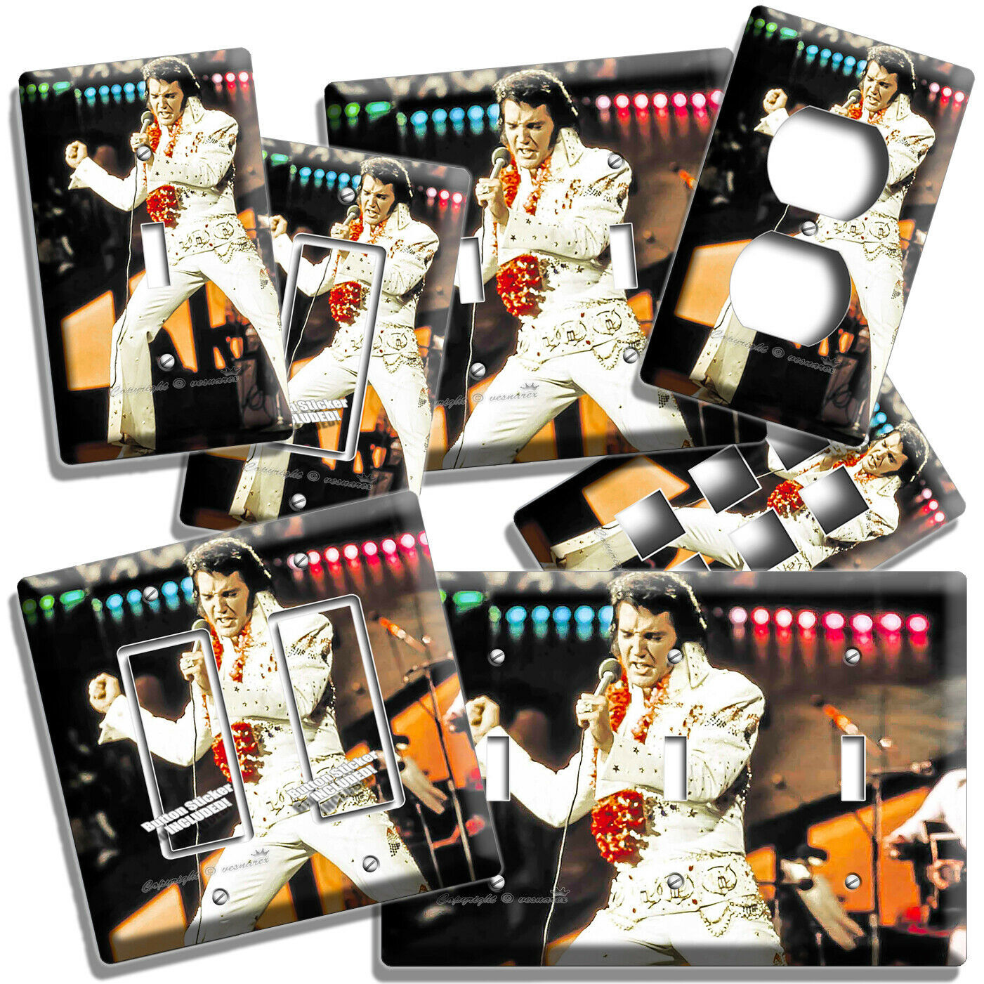 ELVIS PRESLEY ALOHA CONCERT ON STAGE LIGHT SWITCH OUTLET WALL PLATES ROOM DECOR