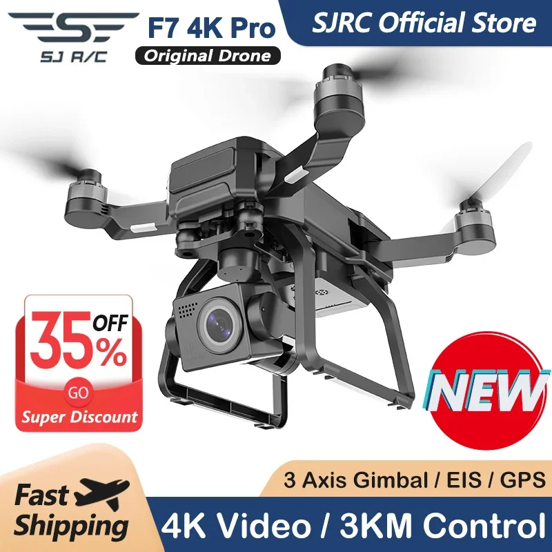 Sjrc F7 4K Pro Camera Drone Gps Hd 5G Wi Fi Fpv 3KM 3 Axis Gimbal E - £272.96 GBP+