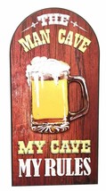Large Man Cave My Rules Beer Tankard Sign Door Wall Art Plaque Decor Figurine - £23.12 GBP