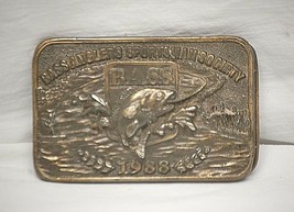 Vintage Brass Fishing 1988 Bass Anglers Sportsman Belt Buckle Raised 3D Design - £13.15 GBP