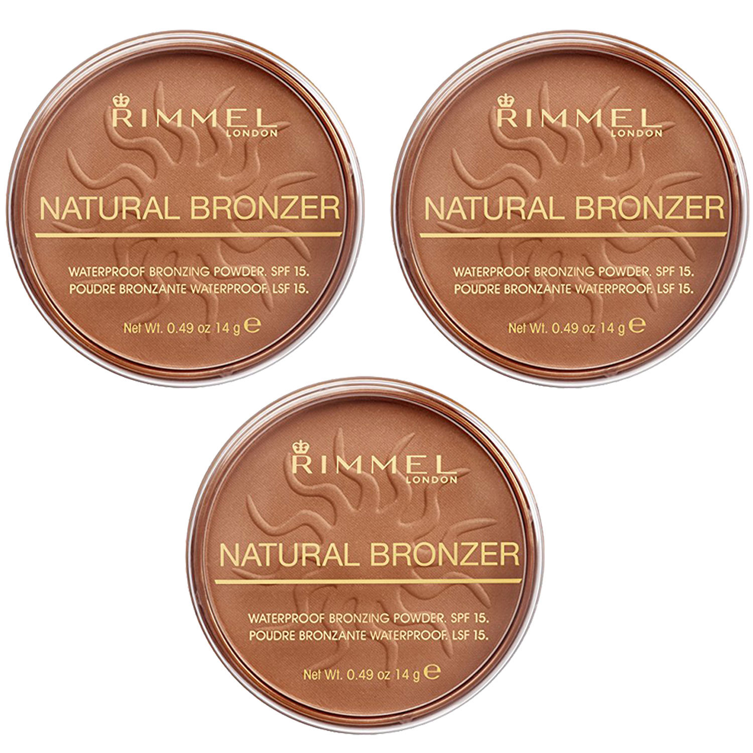 (3 Pack) NEW Rimmel Natural Bronzer Sun Bronze 0.49 Ounces
