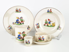 Vintage gnome childrens dinnerware set plate soup plate mug cup and eggcup - £81.63 GBP