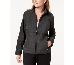 Karen Scott Womens Plus 0X Charcoal Zip Up Zeroproof Fleece Jacket NWT AA76 - £19.57 GBP