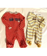 Carters Two Newborn Footed Mitten Long Sleeve Little Brother Outfits - £9.41 GBP