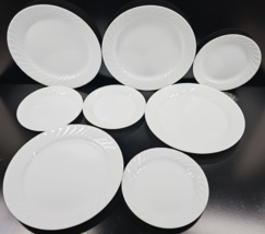 8 Pc Corelle Enhancements Dinner Salad Plates Set Corning White Swirl Di... - £44.17 GBP