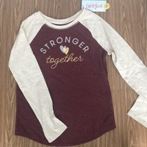 Cat &amp; Jack Long Sleeve Stronger Together Logo Graphic Baseball Shirt Size Small - £6.20 GBP