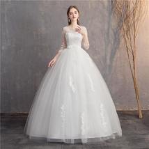 Half Sleeve Wedding Dress Fashion Lace Elegant Princess Bridal Dress - £135.88 GBP