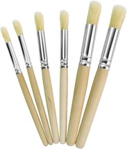 Wooden Stencil Brushes Set 6Pcs Natural Bristle Paint Brushes Wood Paint  - $287.28 MXN