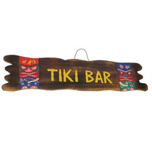 Colorful Handcrafted Carved Wood Tiki Bar Sign Wall Hanging 41 Inches Long - £31.74 GBP