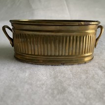 Planter Brass Hammered Oval Pot Basket Tray Handles Classic Design Small Vintage - £19.10 GBP