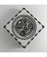 Motorcycle Coaster Set: Engraved Wood, Biker Gift with Storage Box - $30.00