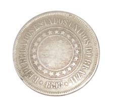 Brazil 1898 Copper Nickel 200 Reis Réis Coin - $324.21 MXN