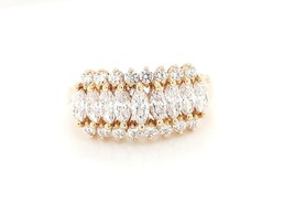 14k Yellow Gold Women&#39;s Cocktail Ring With cz Stones - £235.12 GBP