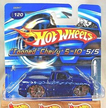 2005 Hot Wheels #120 Twenty+ Series 5/5 TOONED CHEVY S-10 Blue BlingSp ShortCard - £7.27 GBP