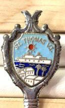 St. Thomas US Virgin Islands Souvenir Spoon Silver Tone Cruise Ship 3.75&quot; - £1.54 GBP