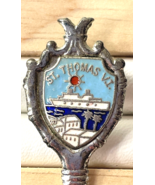 St. Thomas US Virgin Islands Souvenir Spoon Silver Tone Cruise Ship 3.75&quot; - £1.50 GBP