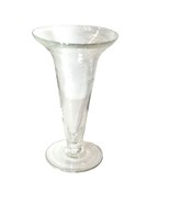 Hand Blown Clear Art Glass Controlled Bubble Footed Vase - £7.99 GBP