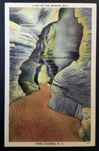 A Bit of the Winding Way Path Howe Caverns Cave NY Linen Postcard Unposted - $5.00