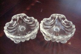 Glass pressed Compatible with Vintage pair of sald dishes, footed, shell shape O - £16.87 GBP