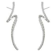 Waved Rhinestone Big Stud Earrings for Women zinc-alloy 66mm height. - $11.00