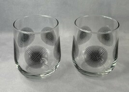 Greenbrier Set of 2 Atomic Black Sunburst Clear Glass Stemless Wine, Vin... - $9.63