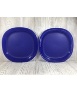 Tupperware Impressions Microwave Safe Luncheon Plates Square Blue Set of... - €12,89 EUR