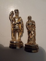 Replacement Chess Pieces Manopoulos Greek Roman Gold Tone King &amp; Queen Mini Fig - £19.27 GBP
