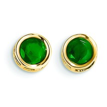 14K Gold Bezel Emerald May Stud Earrings Jewelry 5mm 5mm x 5mm - £153.93 GBP
