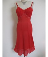 Vintage Rogers Full Slip 34 Crystal Pleated Ruffle Valentine Red Eyelet ... - $41.13 CAD